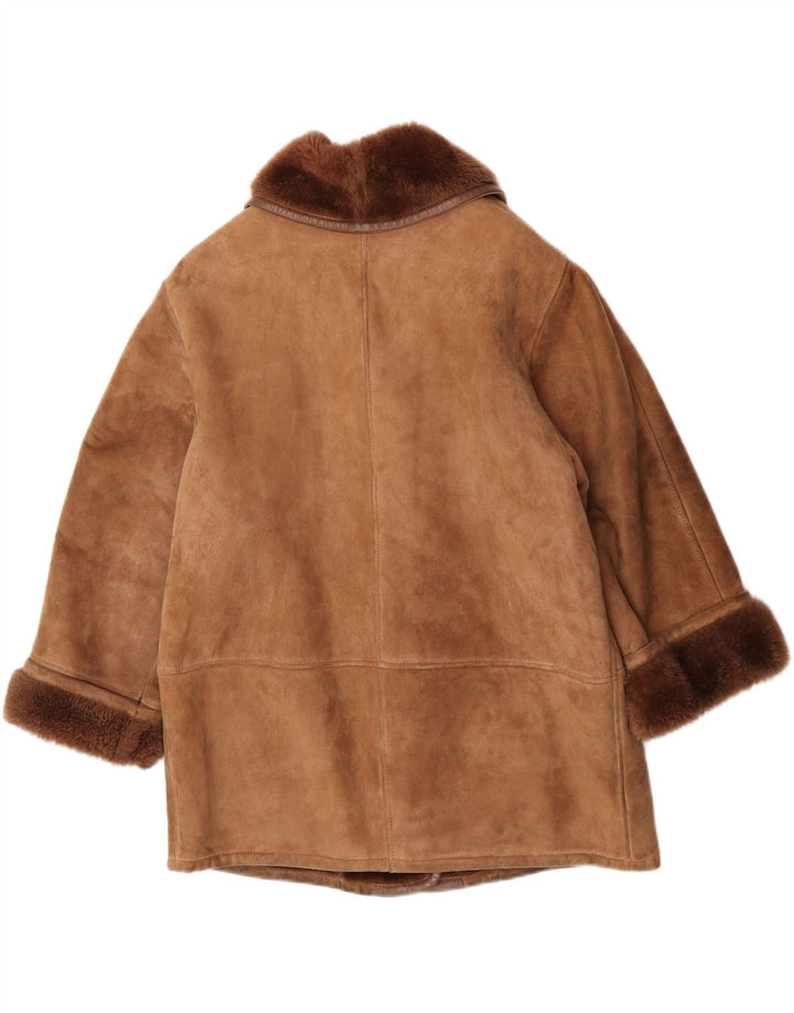 Vintage Damen Übergroße Lammfelljacke EU 40 Mittelbraunes Lammfell