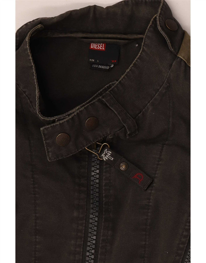 Diesel Herren Bomberjacke UK 40 Große graue Colourblock-Baumwolle