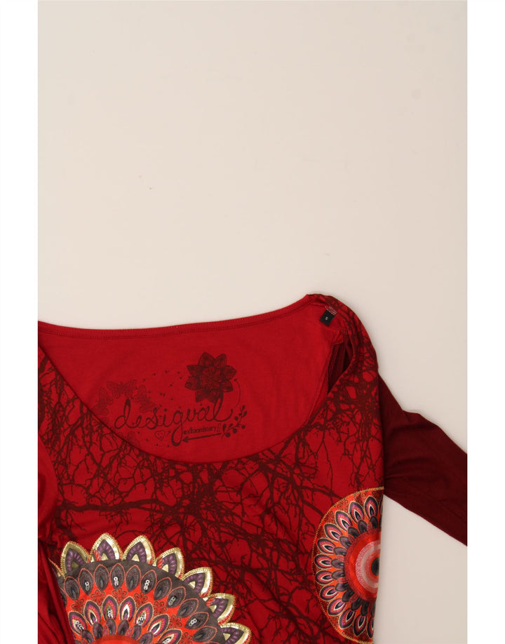 DESIGUAL Womens Abstract Pattern Tunic Dress UK 10 Small Red Floral Vintage Desigual and Second-Hand Desigual from Messina Hembry 