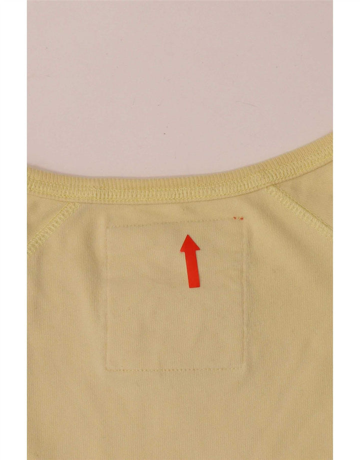 Superdry Damen Top Langarm UK 14 Large Gelb Baumwolle