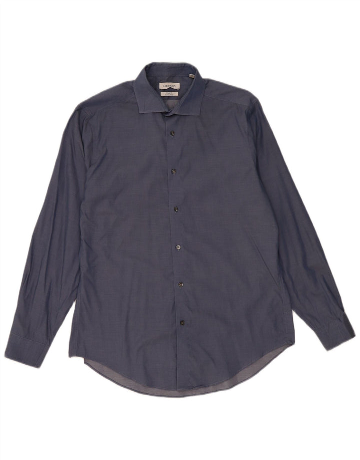 Calvin Klein Herren-Slim-Fit-Hemd, Größe 15 1/2, mittelblaue Baumwolle