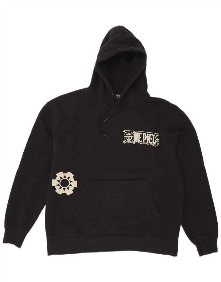 Pull & Bear Herren-Kapuzenpullover mit Grafik, XL, Schwarz, Polyester