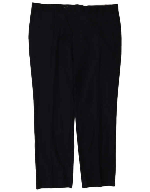 Marks & Spencer Herren-Anzughose, gerade, W42, L33, marineblau, gestreift, Wolle