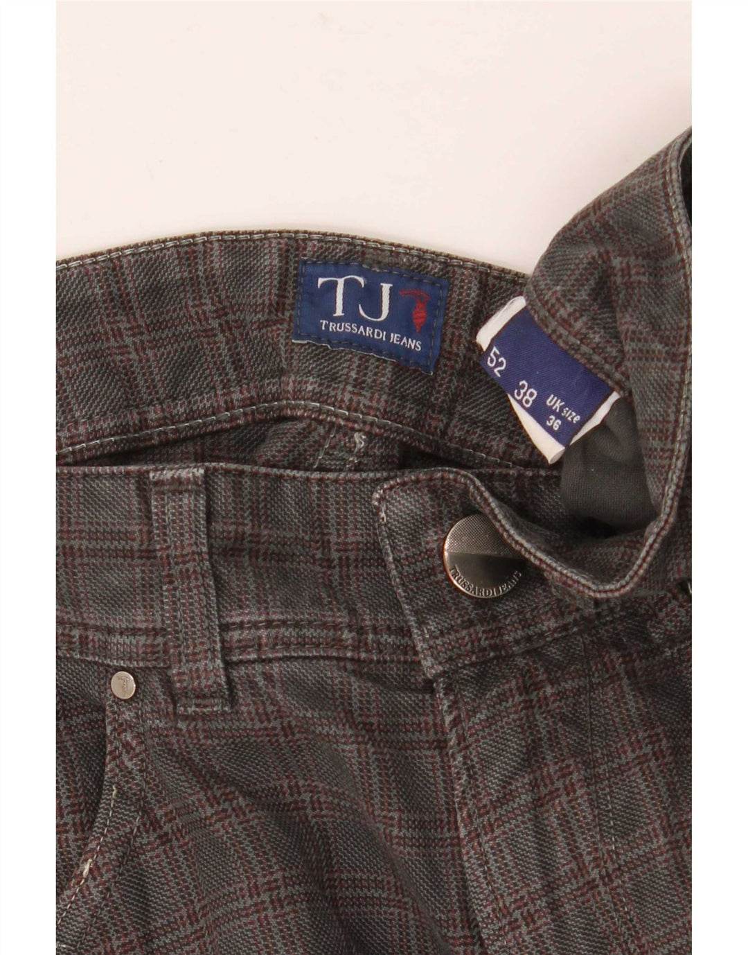 Trussardi Herren-Freizeithose, gerade, W36, L32, grau kariert
