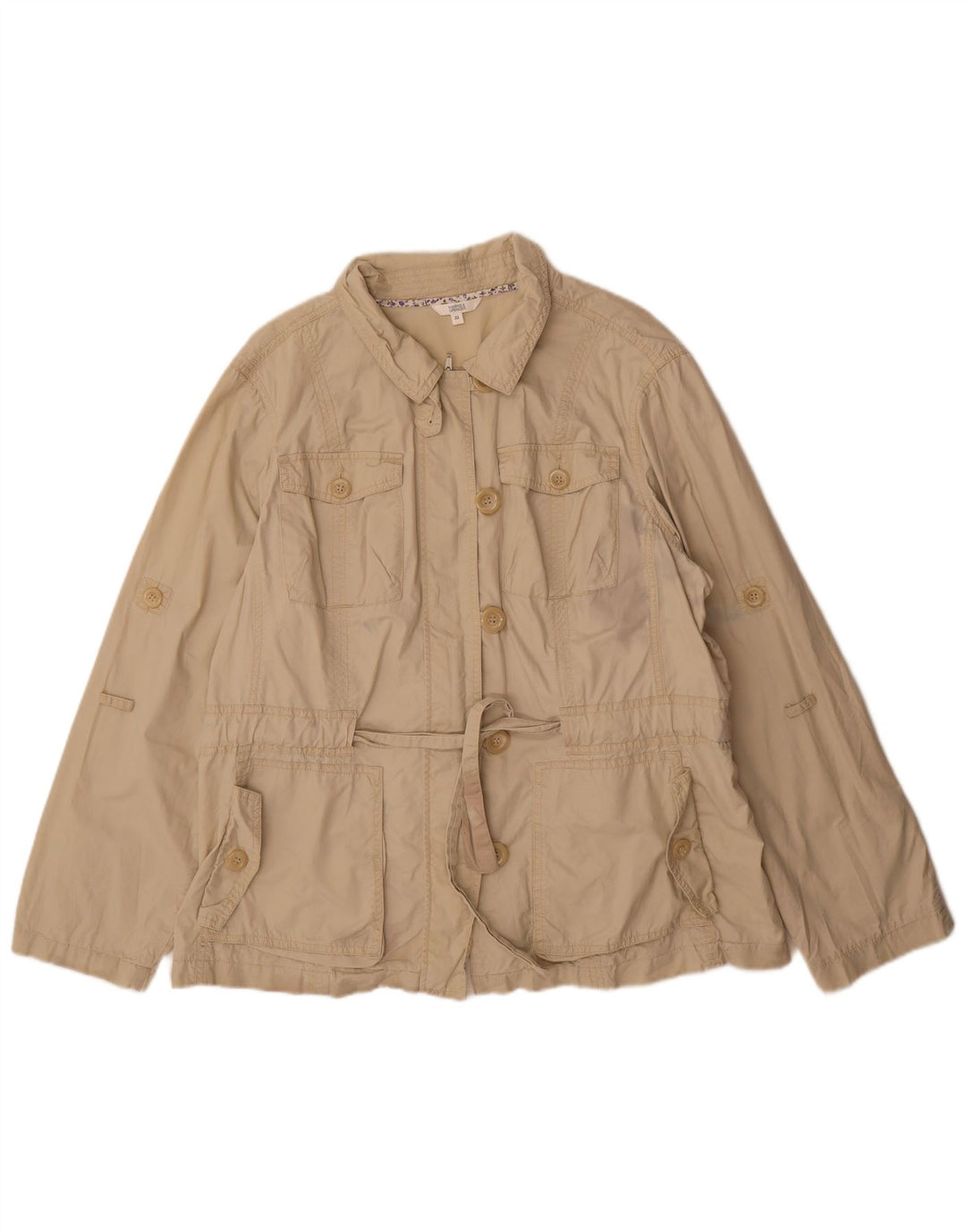 Marks & Spencer Damen Utility-Jacke UK 22 3XL Beige Baumwolle