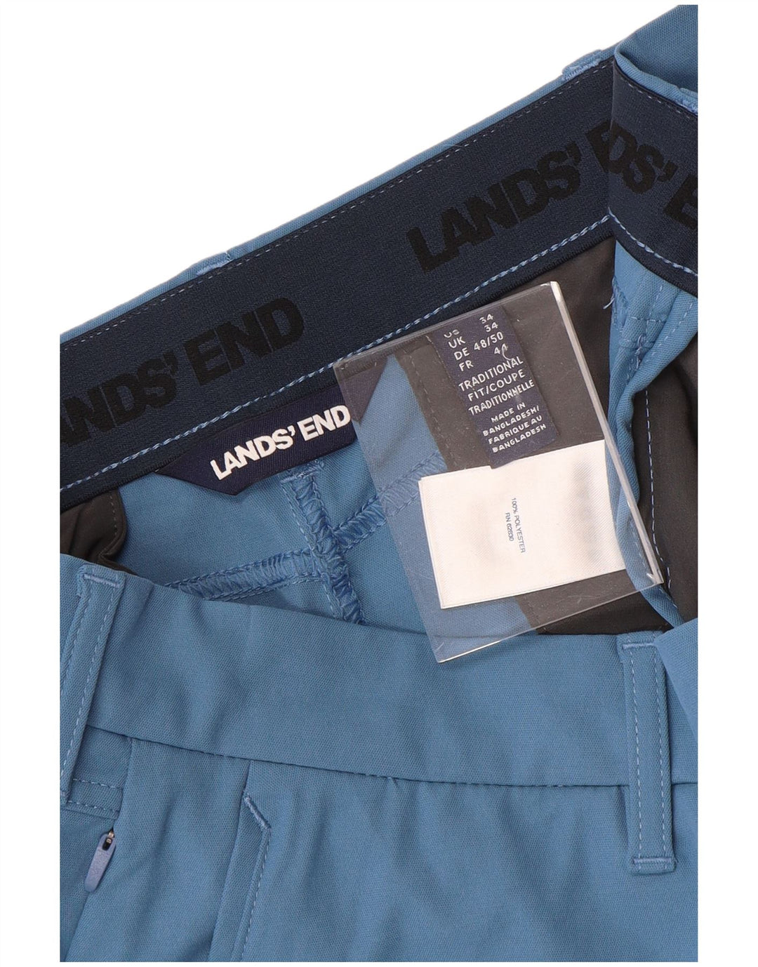 LANDS END Herren-Chino-Shorts W34, groß, blaues Polyester