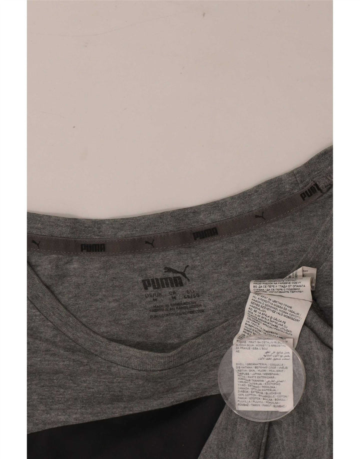 Puma Herren Grafik-T-Shirt-Oberteil aus mittelgrau gesprenkelter Baumwolle