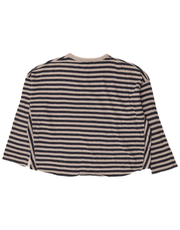 Zara Damen Trafaluc Top Langarm UK 10 Small Marineblau gestreift