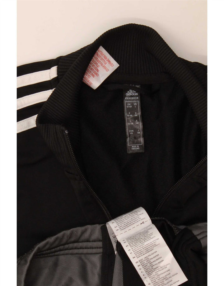 Adidas Jungen-Trainingsanzug-Top-Jacke, 13–14 Jahre, schwarzes Colourblock-Polyester