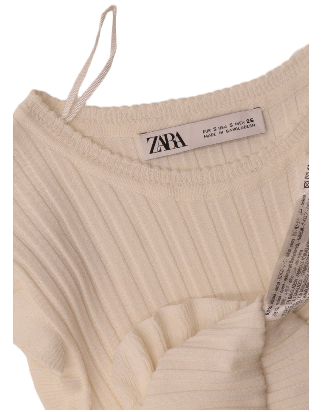 Zara Damen Crop Bluse Top UK 8 Small Weiße Viskose