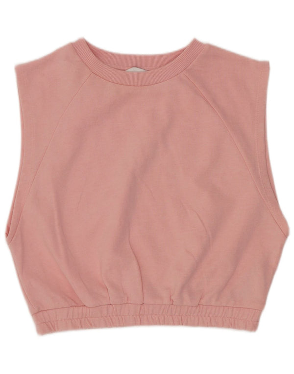 Topshop Damen Ärmelloses Crop Top UK 10 Small Rosa Baumwolle