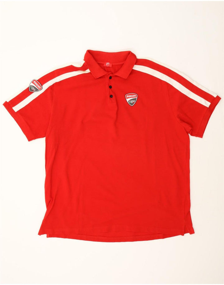 Ducati Herren-Poloshirt 2XL, rote Colourblock-Baumwolle