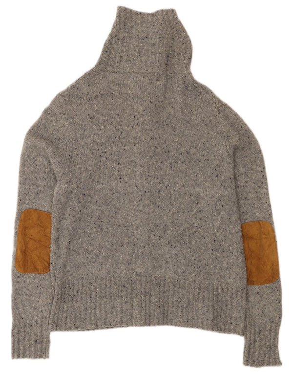 Eddie Bauer Damen-Cardigan-Pullover UK 16 Große grau gefleckte Lammwolle