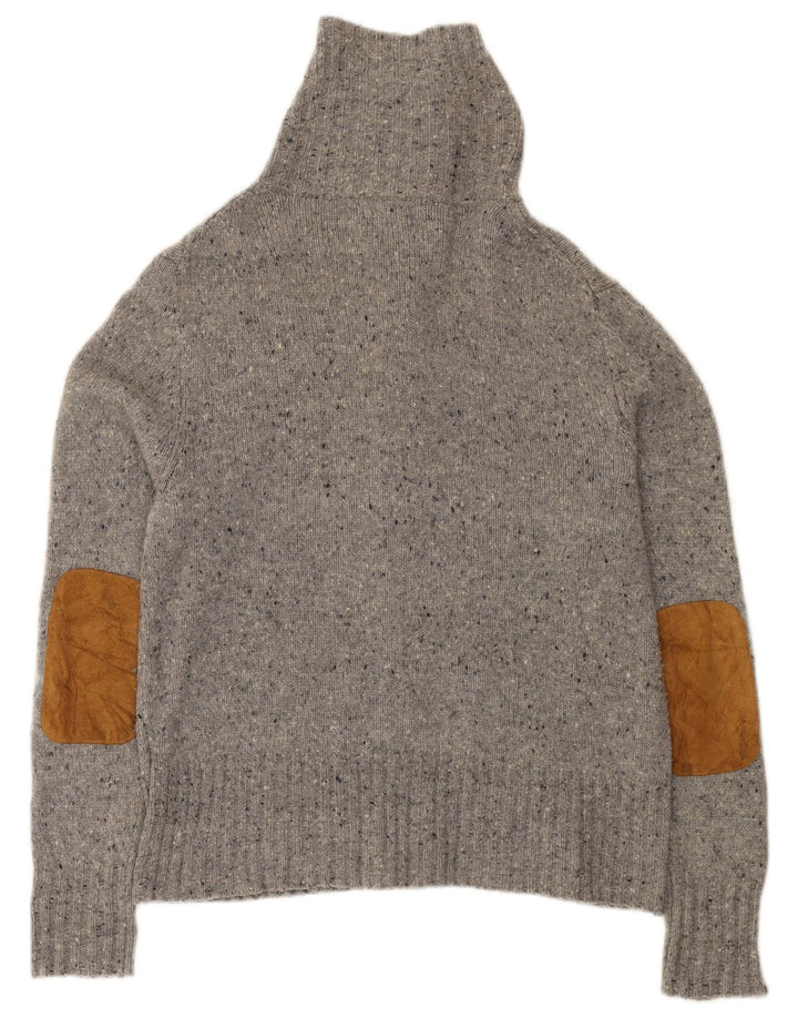 Eddie Bauer Damen-Cardigan-Pullover UK 16 Große grau gefleckte Lammwolle