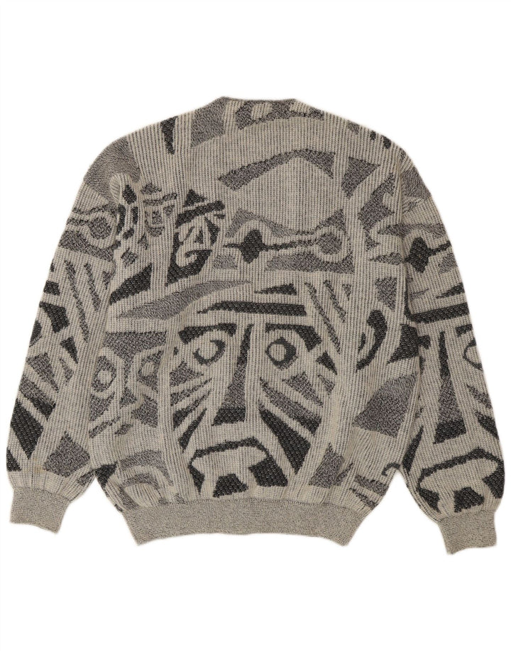 Bizzarro Damen-Strickjacke in Übergröße, IT 44, mittelgrau, geometrisch
