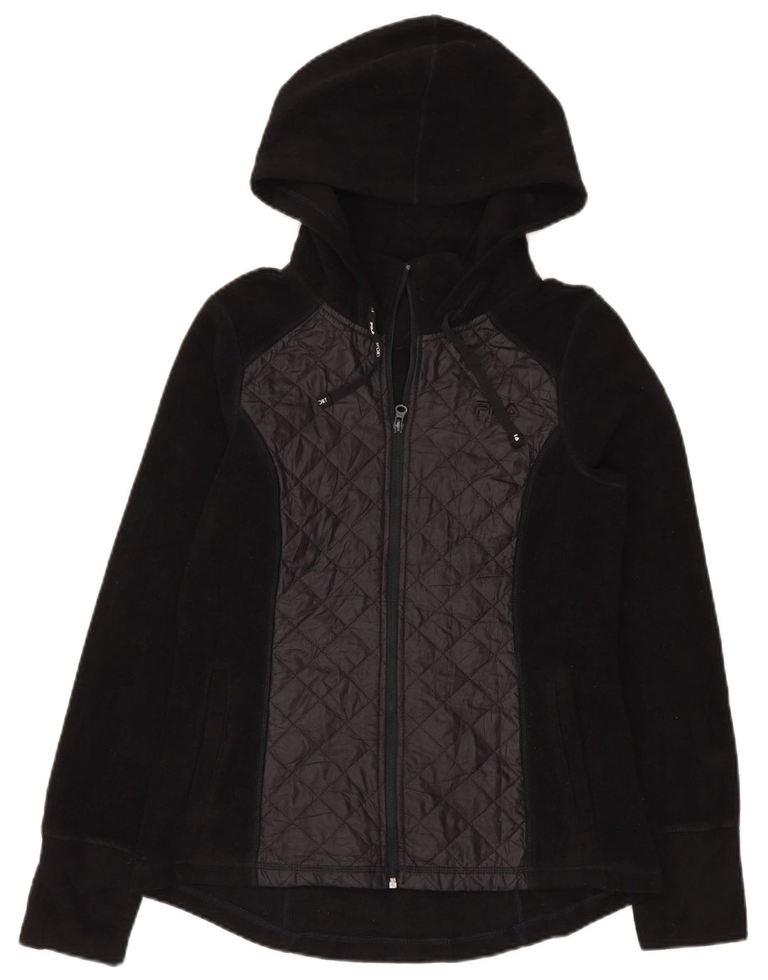 Fila Damen Kapuzen-Fleecejacke UK 14 Mittelschwarzes Polyester
