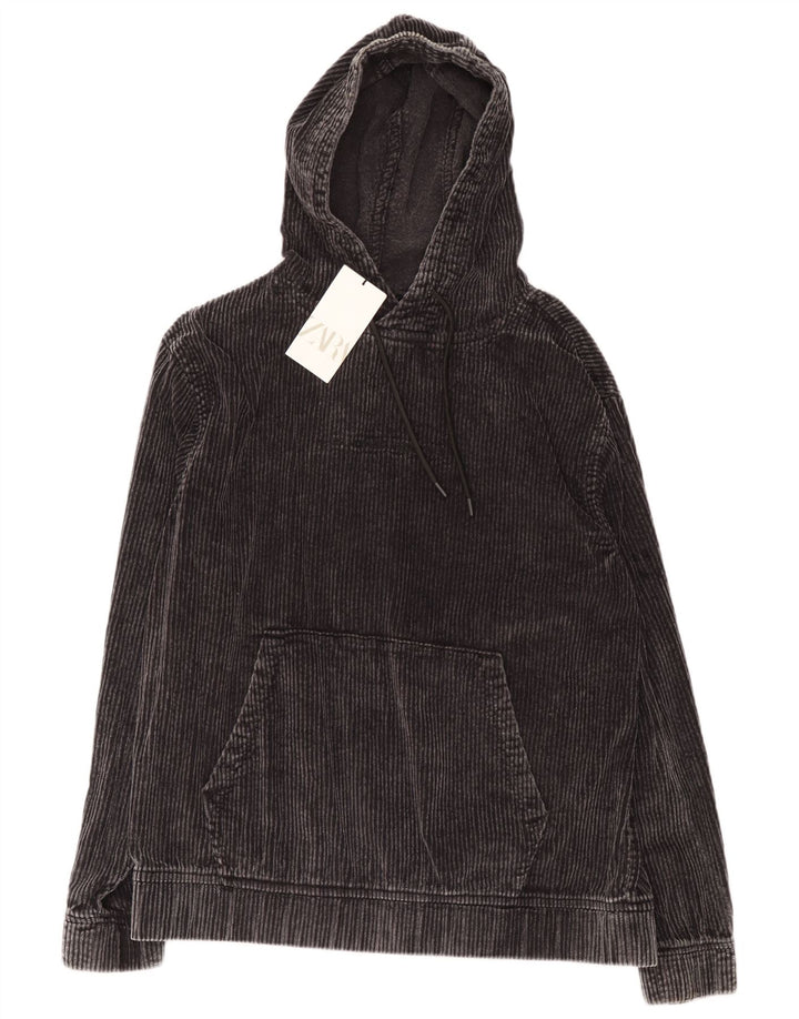 Zara Herren Kapuzenpullover aus mittelgrauer Baumwolle