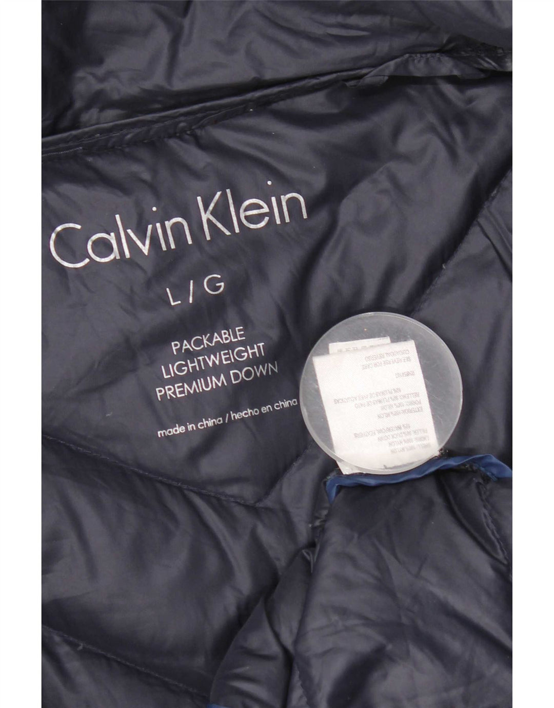 Calvin Klein Damen Wattierter Mantel UK 16 Large Marineblaues Nylon