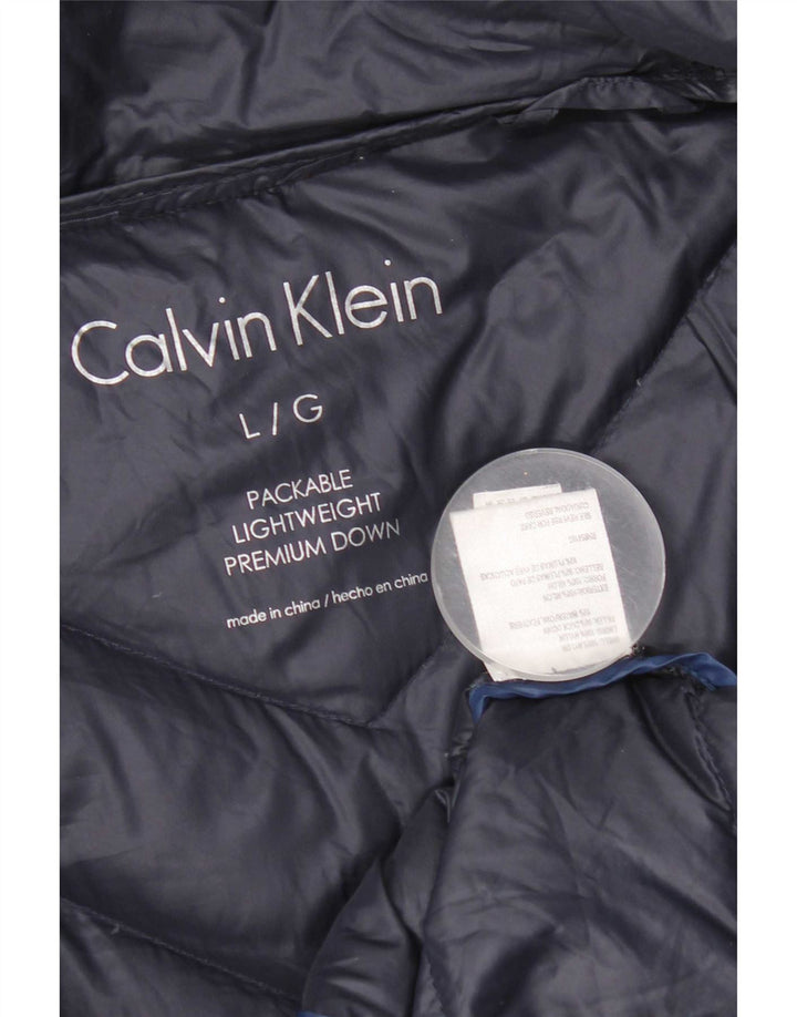 Calvin Klein Damen Wattierter Mantel UK 16 Large Marineblaues Nylon
