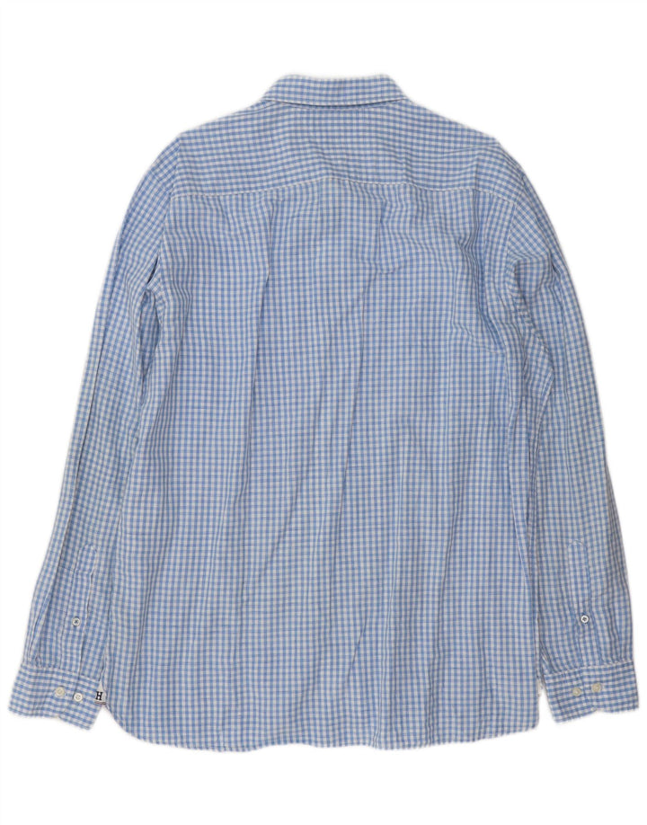 Tommy Hilfiger Herrenhemd XL, blaues Gingham-Leinen