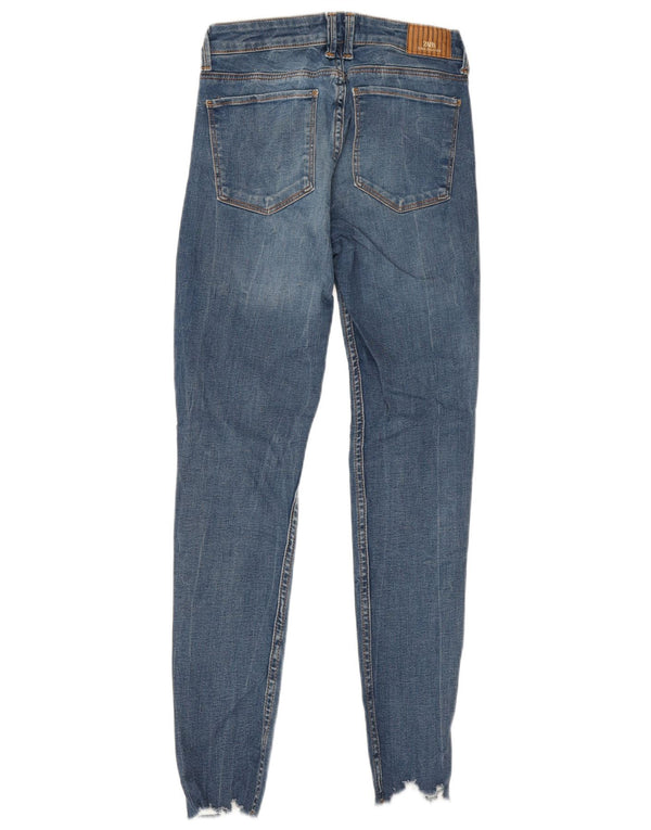 Zara Damen Distressed Skinny Jeans EU 34 2XS W24 L28 Blau