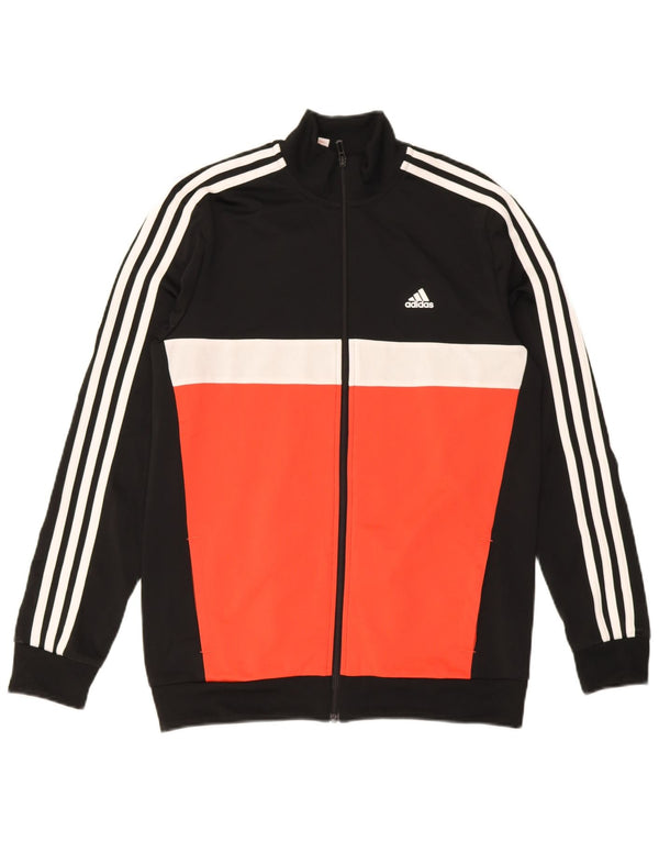 Adidas Mädchen-Trainingsanzug-Top-Jacke, 15–16 Jahre, schwarzes Colourblock-Polyester