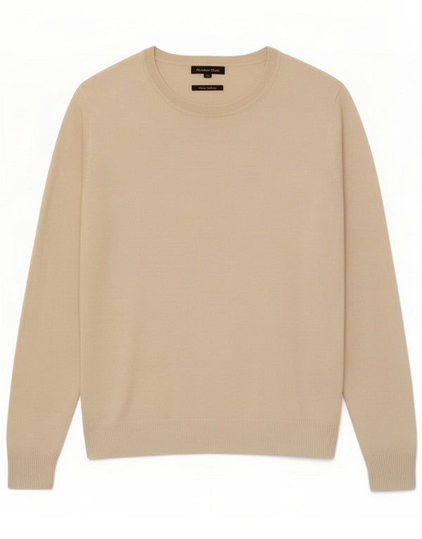 Massimo Dutti Damen-Pullover mit U-Boot-Ausschnitt, UK 14, große beige Seide