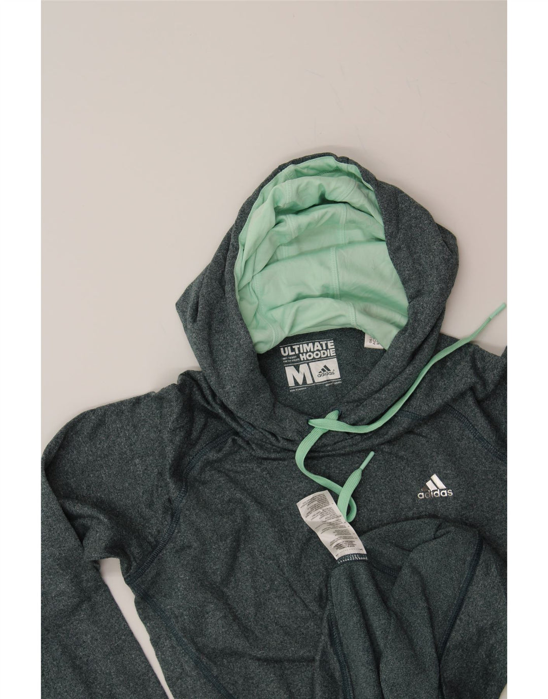 ADIDAS Womens Climawarm Hoodie Jumper UK 14 Medium Green Polyester Vintage Adidas and Second-Hand Adidas from Messina Hembry 