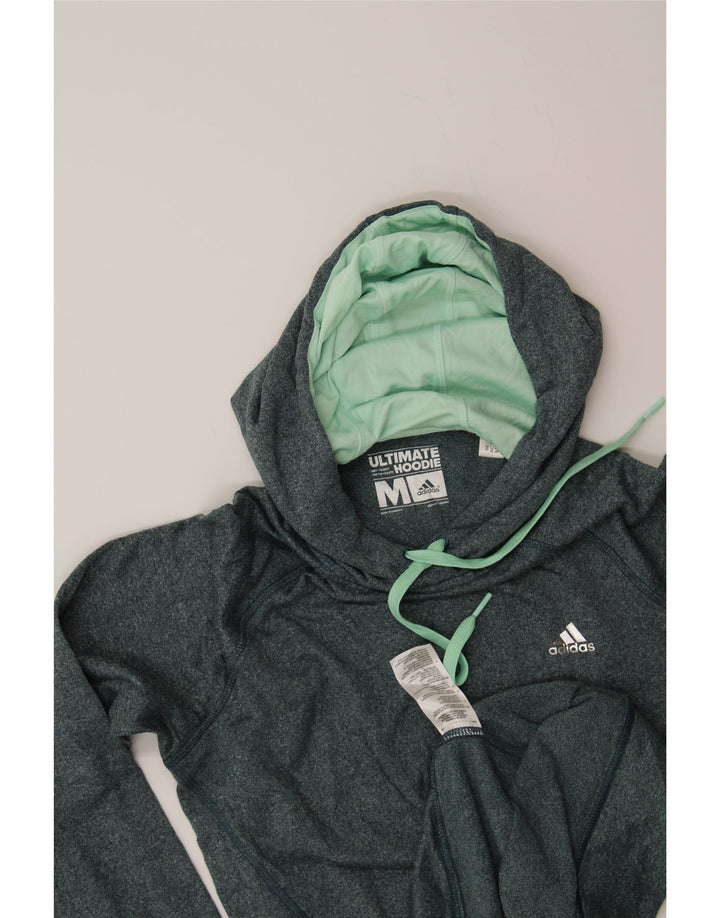 ADIDAS Womens Climawarm Hoodie Jumper UK 14 Medium Green Polyester Vintage Adidas and Second-Hand Adidas from Messina Hembry 