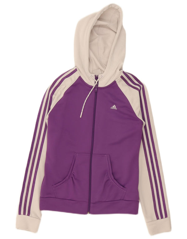 Adidas Damen Zip Hoodie Pullover UK 12 Mittellila Colourblock Polyester