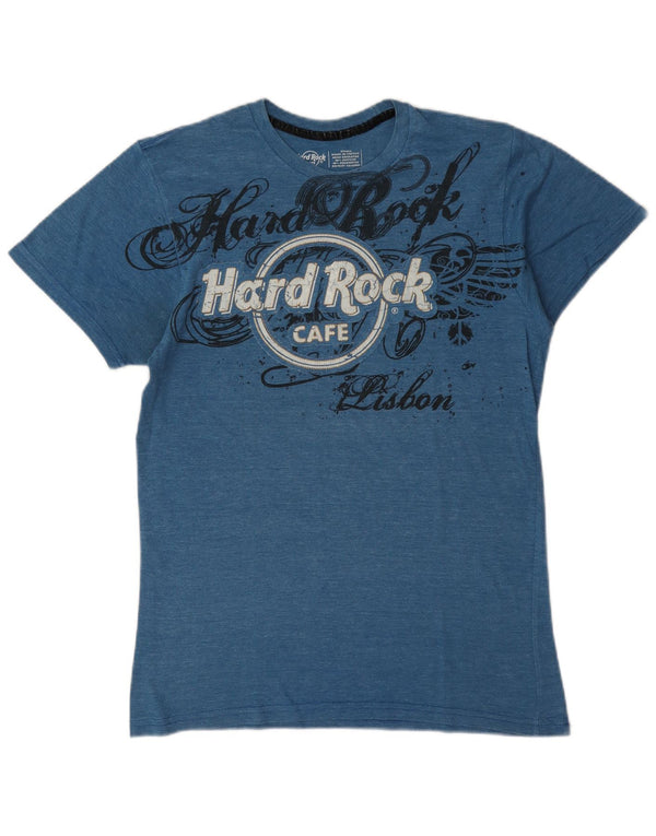 Hard Rock Cafe Lissabon Grafik-T-Shirt für Damen, UK 10, Größe S, Blau gefleckt
