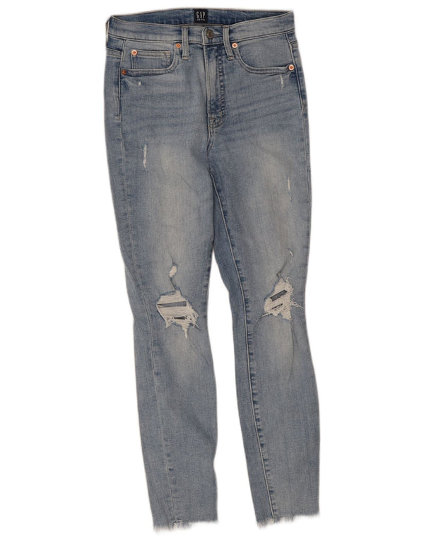 Gap Damen Distressed Skinny Jeans W26 L26 Blaue Baumwolle