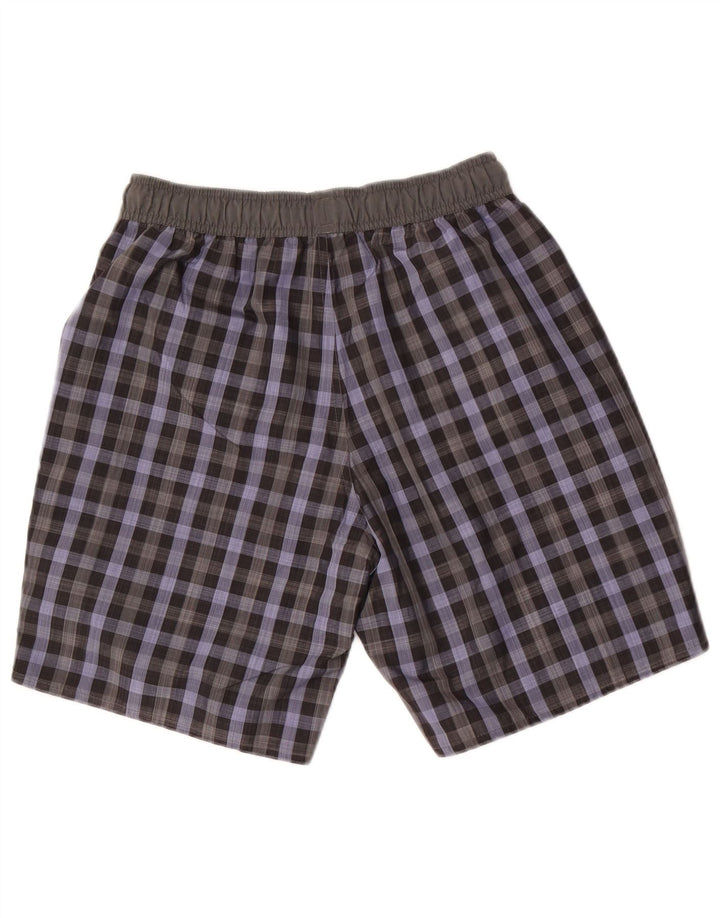 Adidas Herren-Badeshorts, klein, grau kariert, Polyester