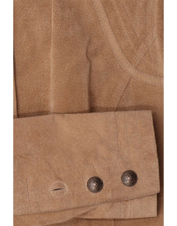 Conbipel Damen 6-Knopf-Blazer aus Wildleder, IT 46, großes beiges Leder