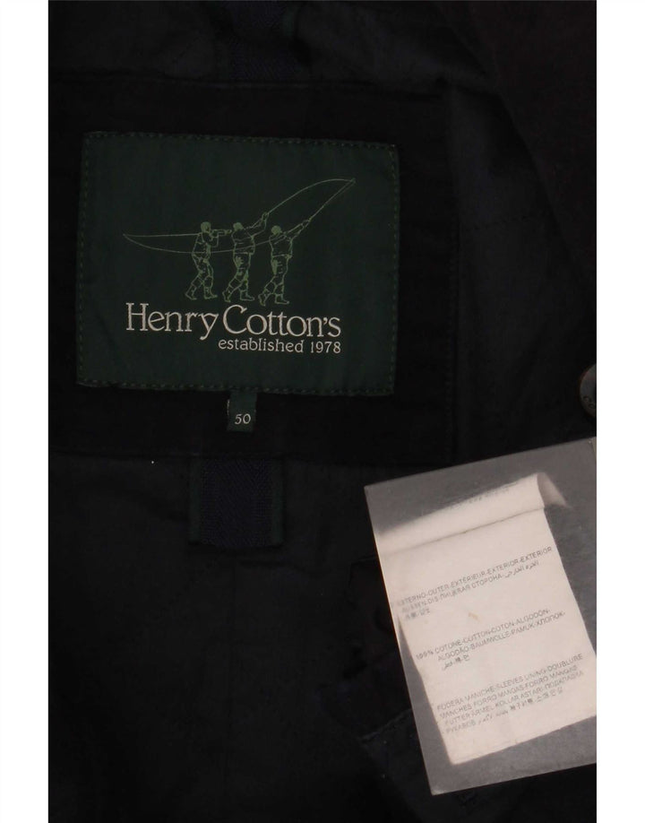 Henry Cottons Herren Pea Coat IT 50 Große marineblaue Baumwolle