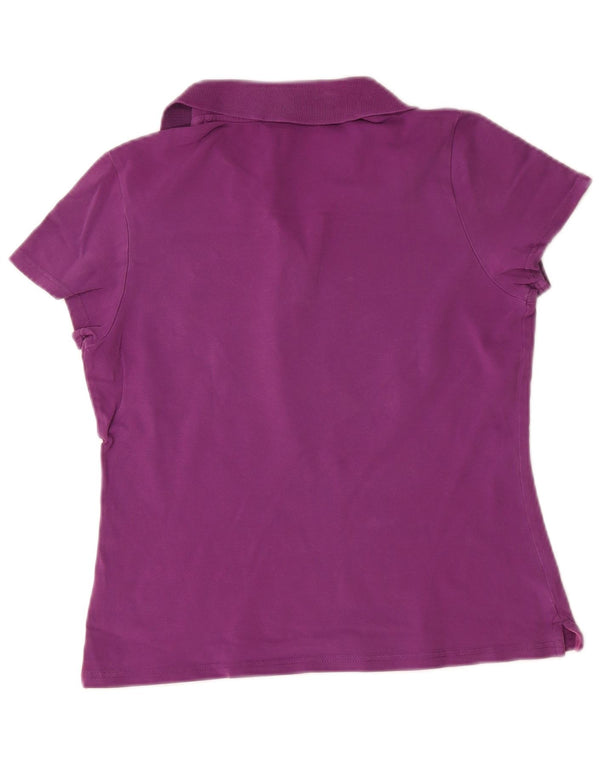 Puma Damen Poloshirt UK 14 Large Lila Baumwolle