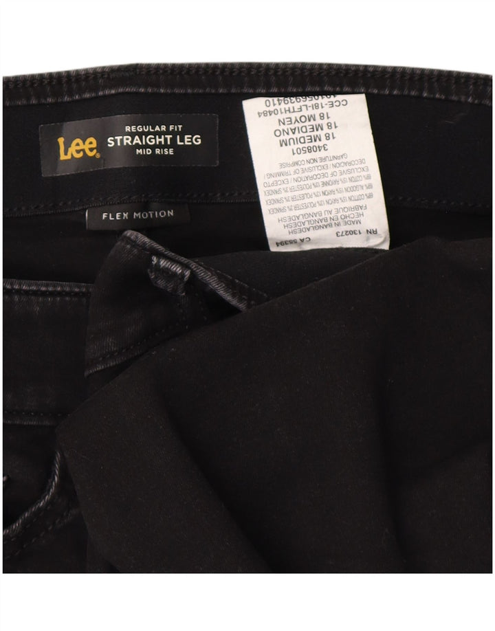 Lee Damen Mid Rise Straight Jeans US 18 2XL W38 L30 Schwarze Baumwolle