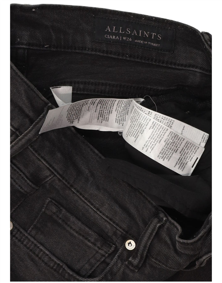 ALL SAINTS Bootcut-Jeans für Damen, W26, L30, schwarze Baumwolle