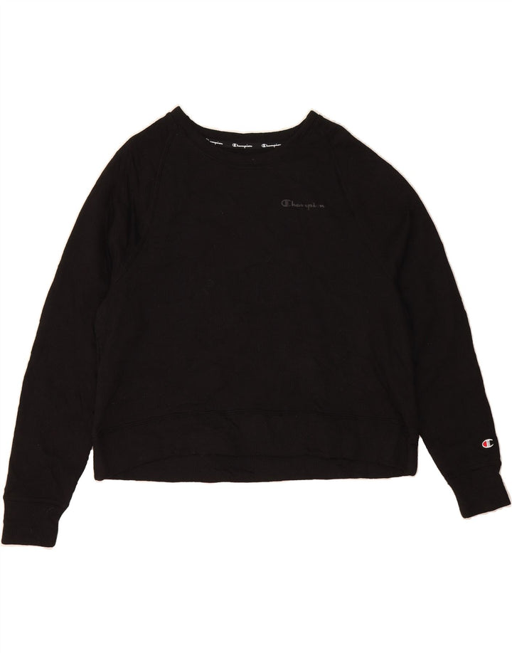 CHAMPION Womens Oversized Sweatshirt Jumper UK 14 Medium Black Cotton Vintage Champion and Second-Hand Champion from Messina Hembry 