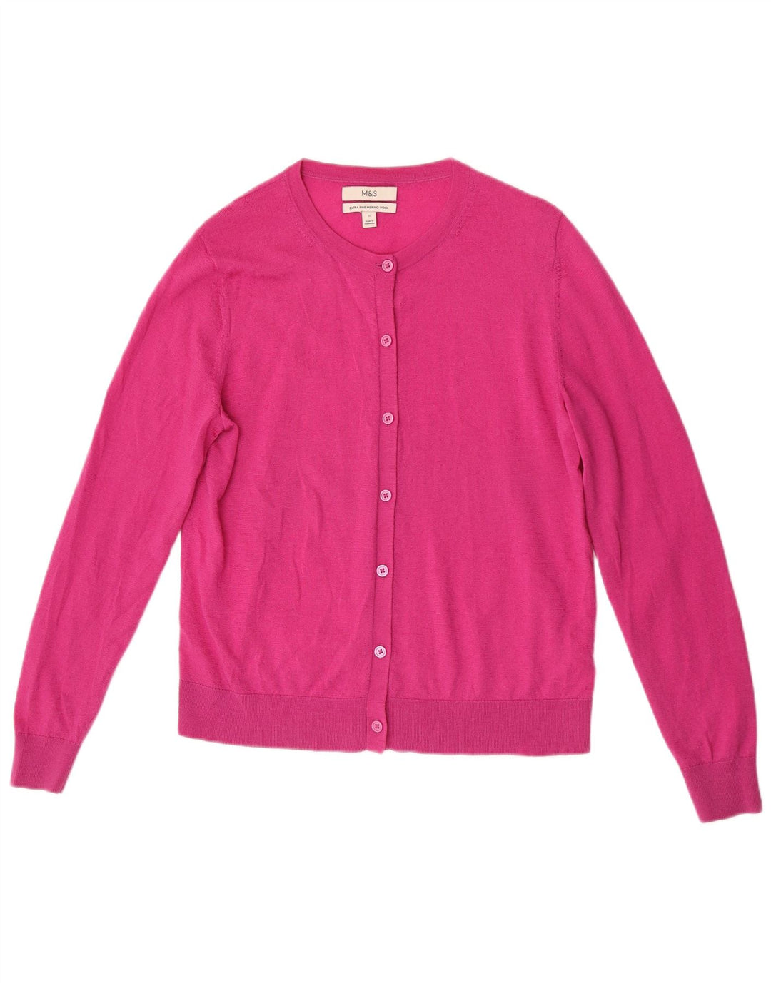 Marks & Spencer Damen-Cardigan-Pullover UK 12 Mittelrosa Merinowolle