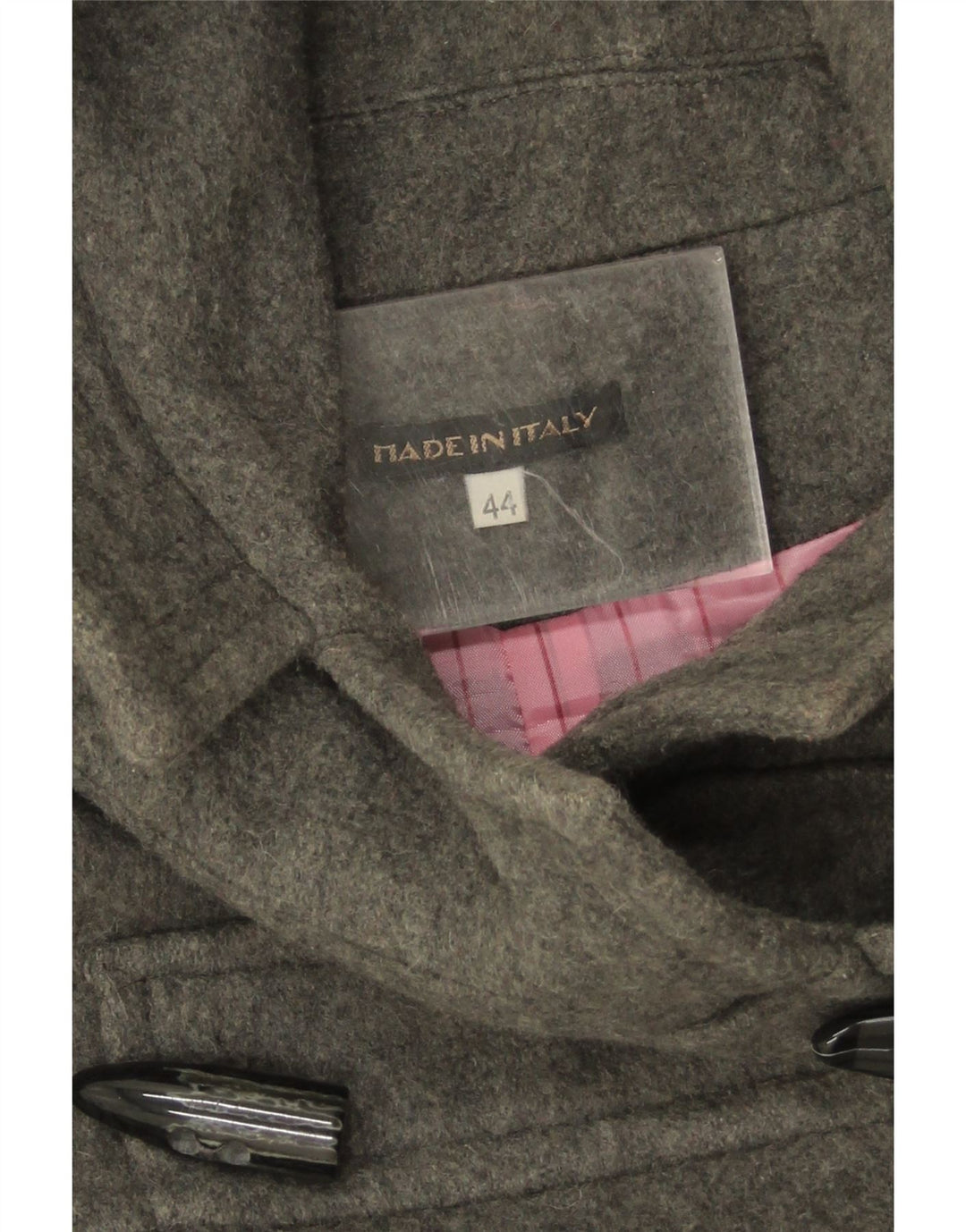 Vintage Damen Kapuzen-Dufflecoat IT 44 Mittelgraue Wolle