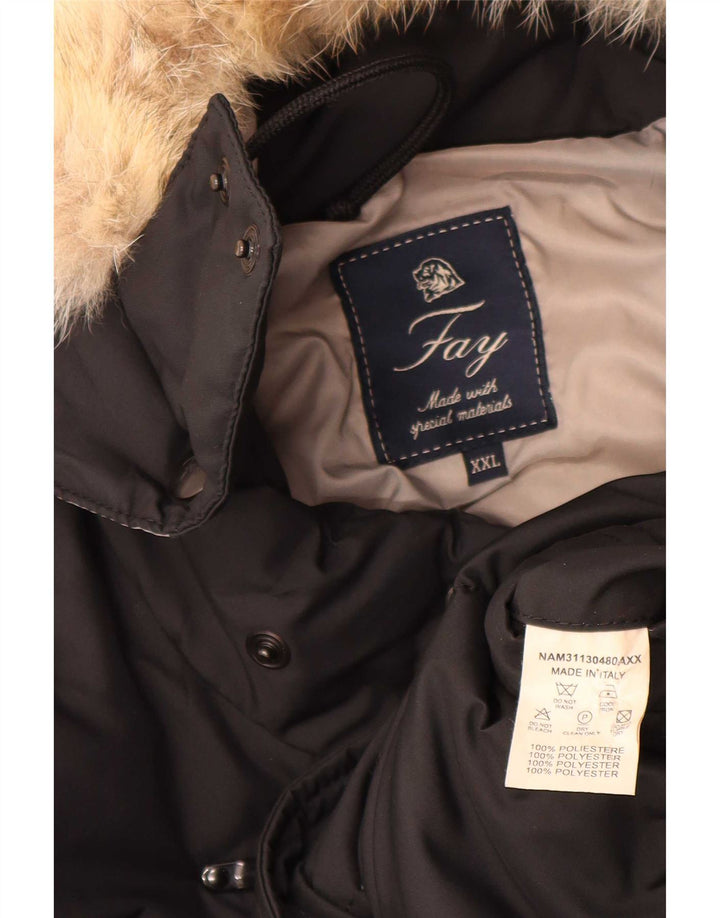 Fay Herren-Jacke mit Kapuze, gepolstert, UK 44, 2XL, Schwarz, Polyester