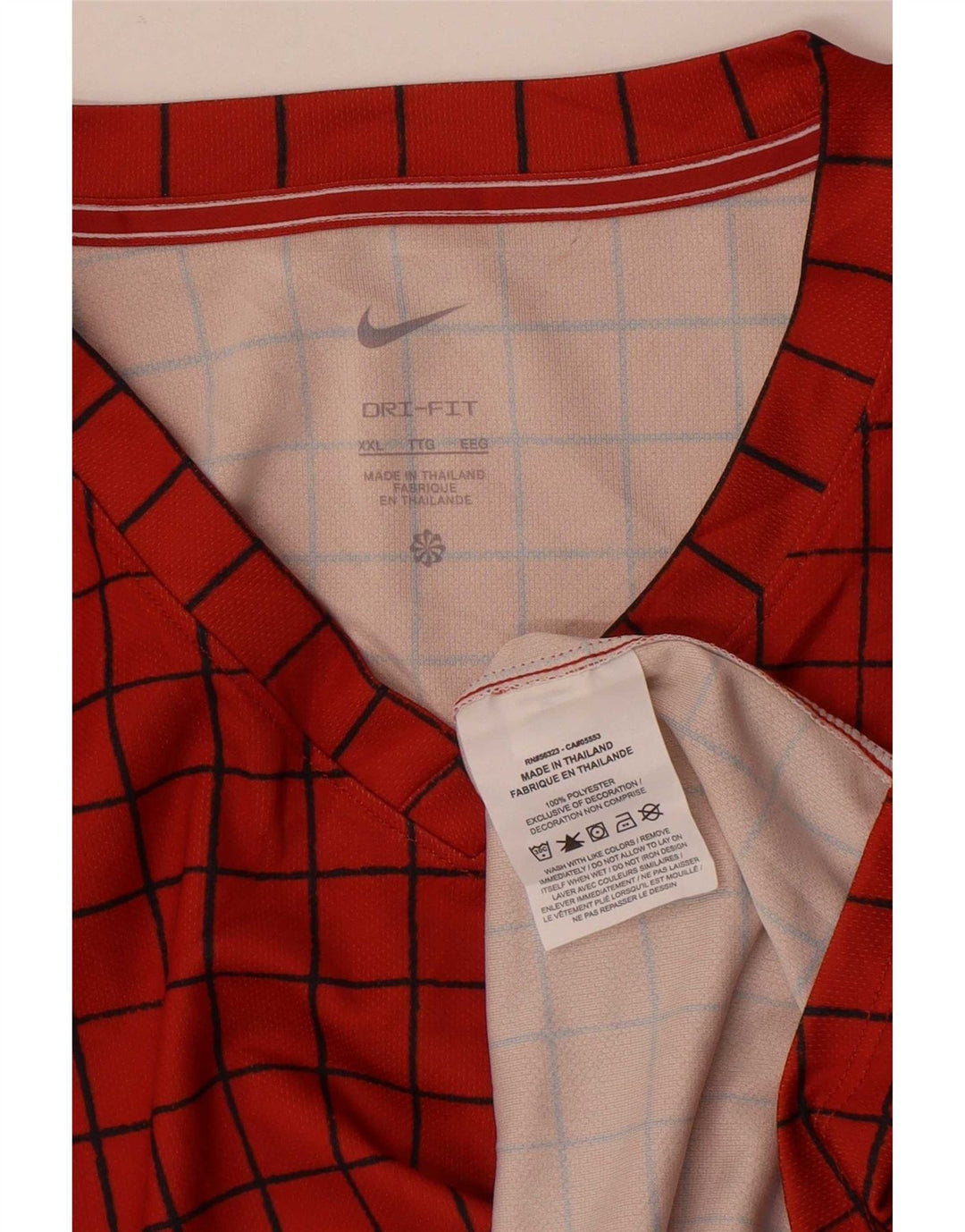 Nike Herren Dri Fit T-Shirt Top 2XL Orange Karo Polyester