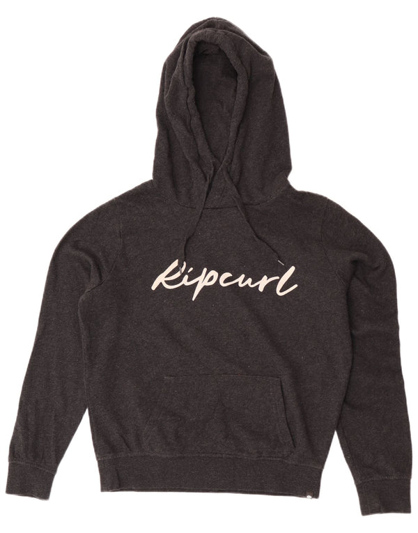 Rip Curl Womens Graphic Oversized Hoodie Jumper UK 6 XS Grey Cotton