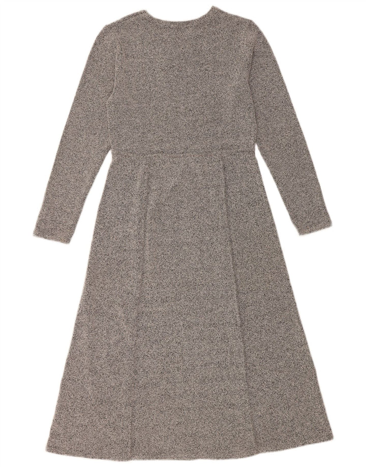 Zara Damen Langarm-A-Linien-Kleid UK 12 Mittelgrau meliert
