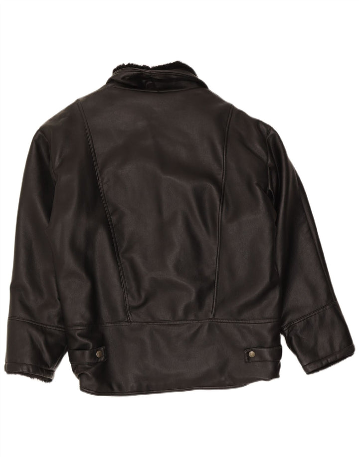Alta Moda Herren Zweireihige Lammfelljacke UK 42 XL Schwarzes Lammfell