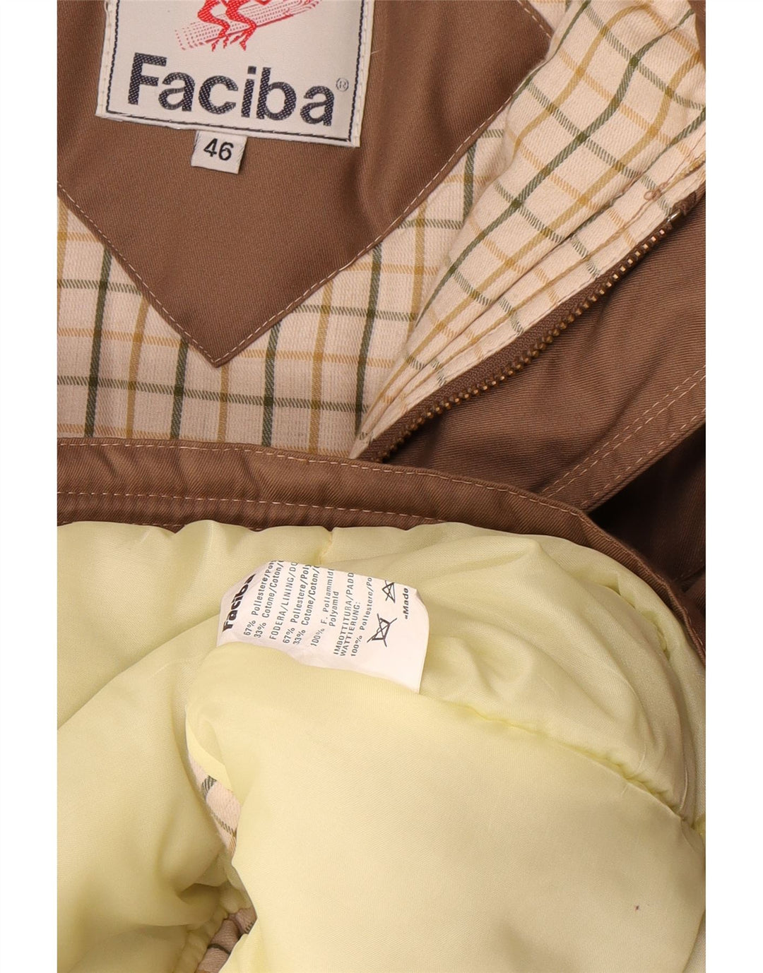 Faciba Herren Wattierte Jacke UK 46 3XL Beige Polyamid