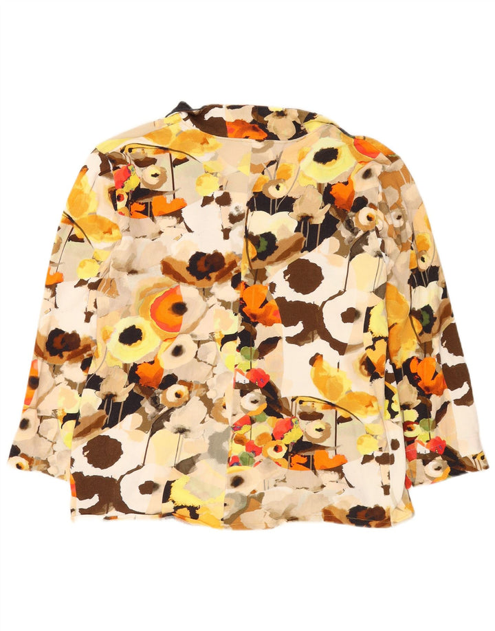 Vintage Damen Hemdbluse mit abstraktem Muster UK 16 Groß Mehrfarbig