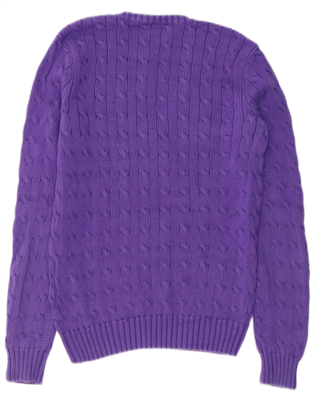 Ralph Lauren Damen-Pullover mit V-Ausschnitt, UK 12, mittelviolette Baumwolle