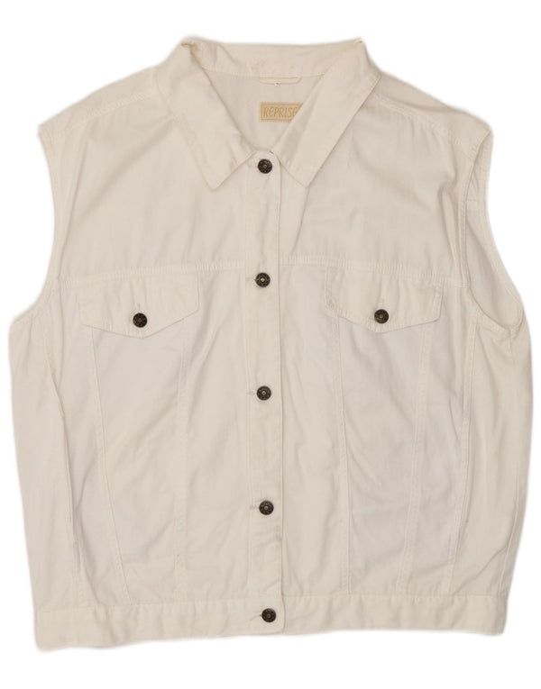 Reprise Damen Jeansweste IT 46 Large Weiße Baumwolle